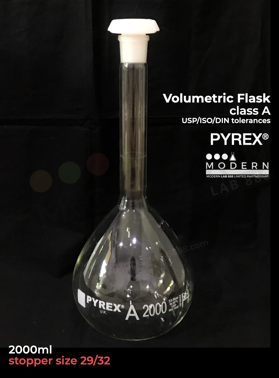 ขวดวัดปริมาตร / Volumetric Flasks, Class A (Batch Certificate), PYREX