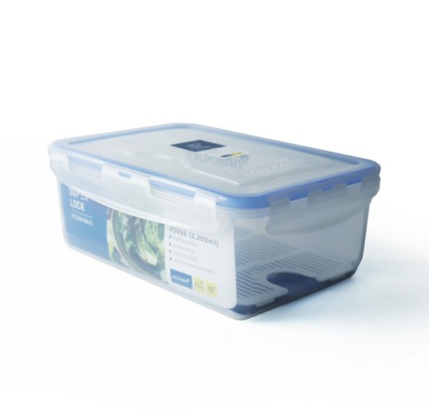 Super Lock กล่องใส่อาหาร รุ่น 5056 ความจุ 2200 มล. มีตะแกรงแผ่นรอง ตรา Micronware