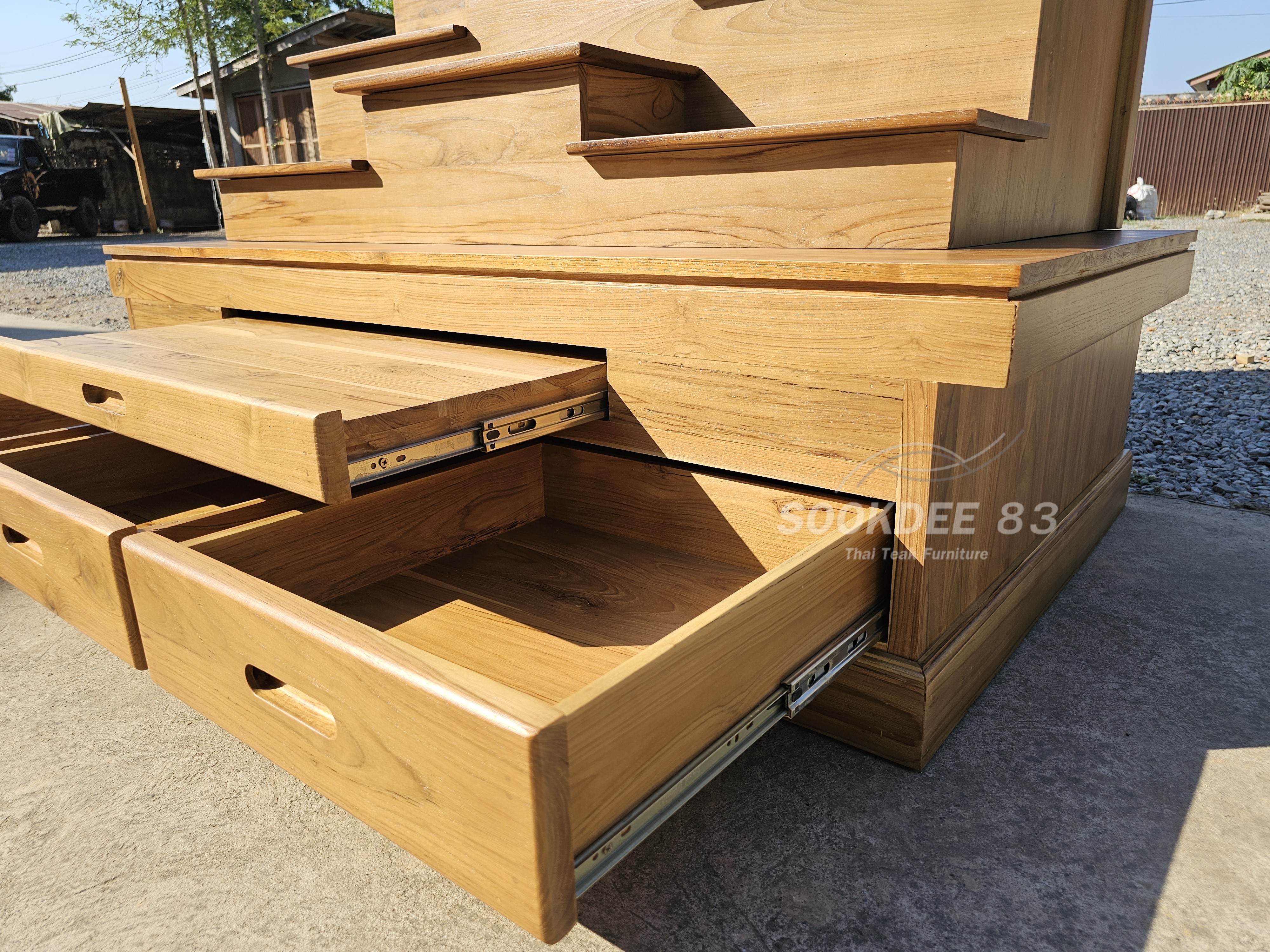 โต๊ะหมู่บูชาโมเดิร์นฉากต้นโพธิ์ (สีสัก)