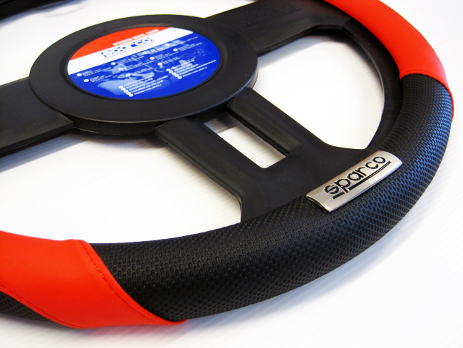 หุ้มพวงมาลัย Sparco หนังดำ-แดง