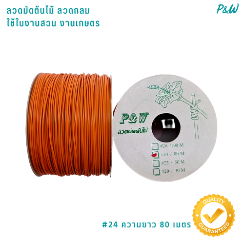 ลวดหุ้มกลม ลวดเคลือบพลาสติกกลม ลวดเคลือบ ลวดมัดต้นไม้ #24/80M สีส้ม WT24-010