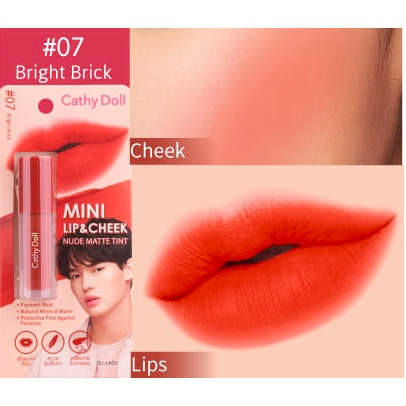 Cathy Doll Mini Lip & Cheek Nude Matte Tint 2.1g #07 BRIGHT BRICK เคที่ดอลล์ ลิปทินท์เนื้อนู้ดแมทท์ มินิลิปแอนด์ชีคนู้ดแมทท์ทินท์ 2.1G สี 07 BRIGHT BRICK