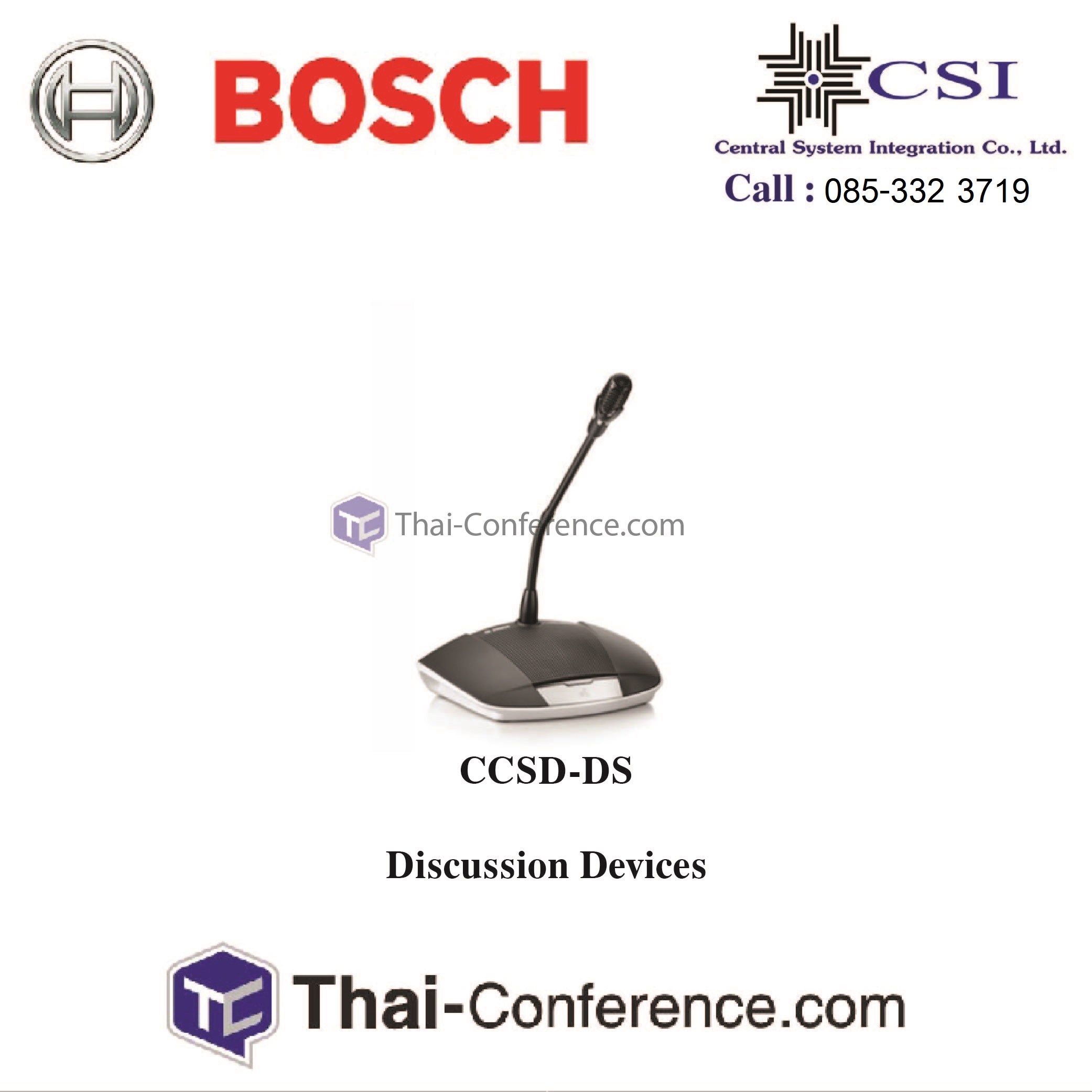 BOSCH CCSD-DS CCS 1000D Discussion Devices Short Microphone 31 Cm. ไมค์ประชุม ชุดประชุม ไมค์ห้องประชุม ไมค์ conference