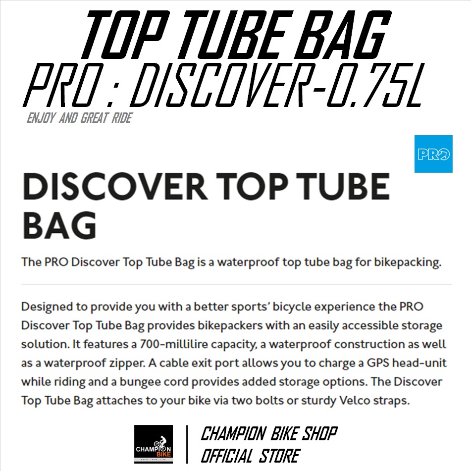 กระเป๋าใส่ของกันน้ำ ยึดท่อบนเฟรม PRO : DISCOVER 0.75 L TOP TUBE BAG BIKEPACKING