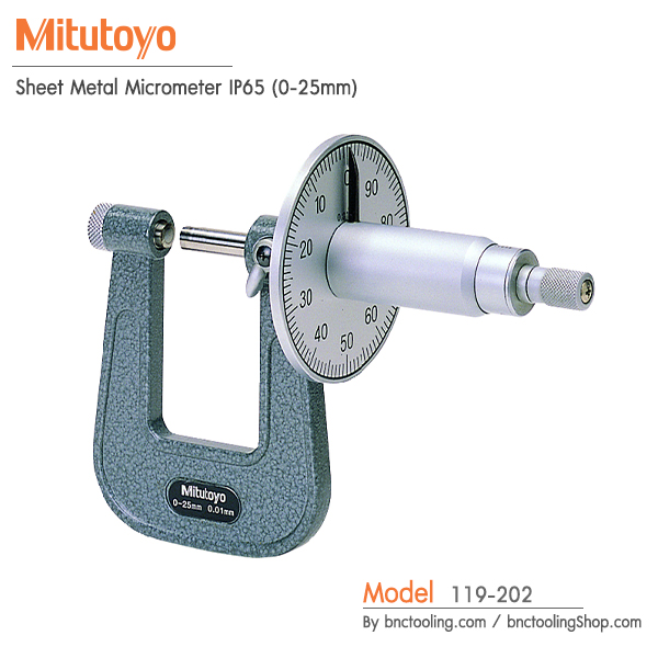 Mitutoyo,Sheet Metal Micrometer IP65 (0-25mm),119-202