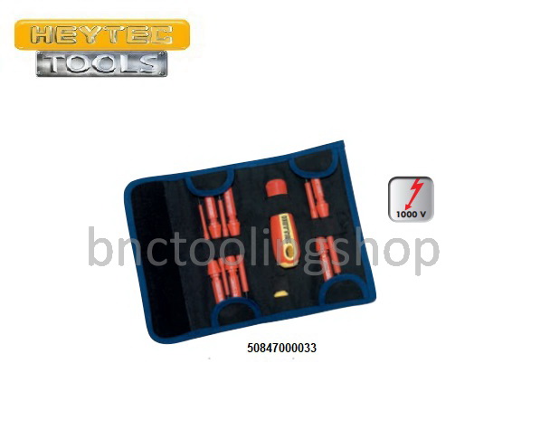 ไขควงชุดหุ้มฉนวนกันไฟ 1000โวลท์ พร้อมกระเป๋า 8ชิ้น,VDE Electricians-set 8pcs,HEYTEC,50847000033