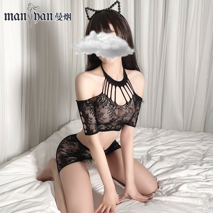 K070 ชุดตาข่ายเซ็กซี่ ชุดตาข่ายมาในแบบ2ชิ้นบนล่าง ชิ้นบนเป็นเสื้อเปิดไหล่เอวลอยสวมใส่แบบคล้องคอ ชิ้นล่างเป็นกระโปรงสั้น ตัวชุดมีลวดลายตามรูปถ่ายสินค้าจริงเลยค่ะ