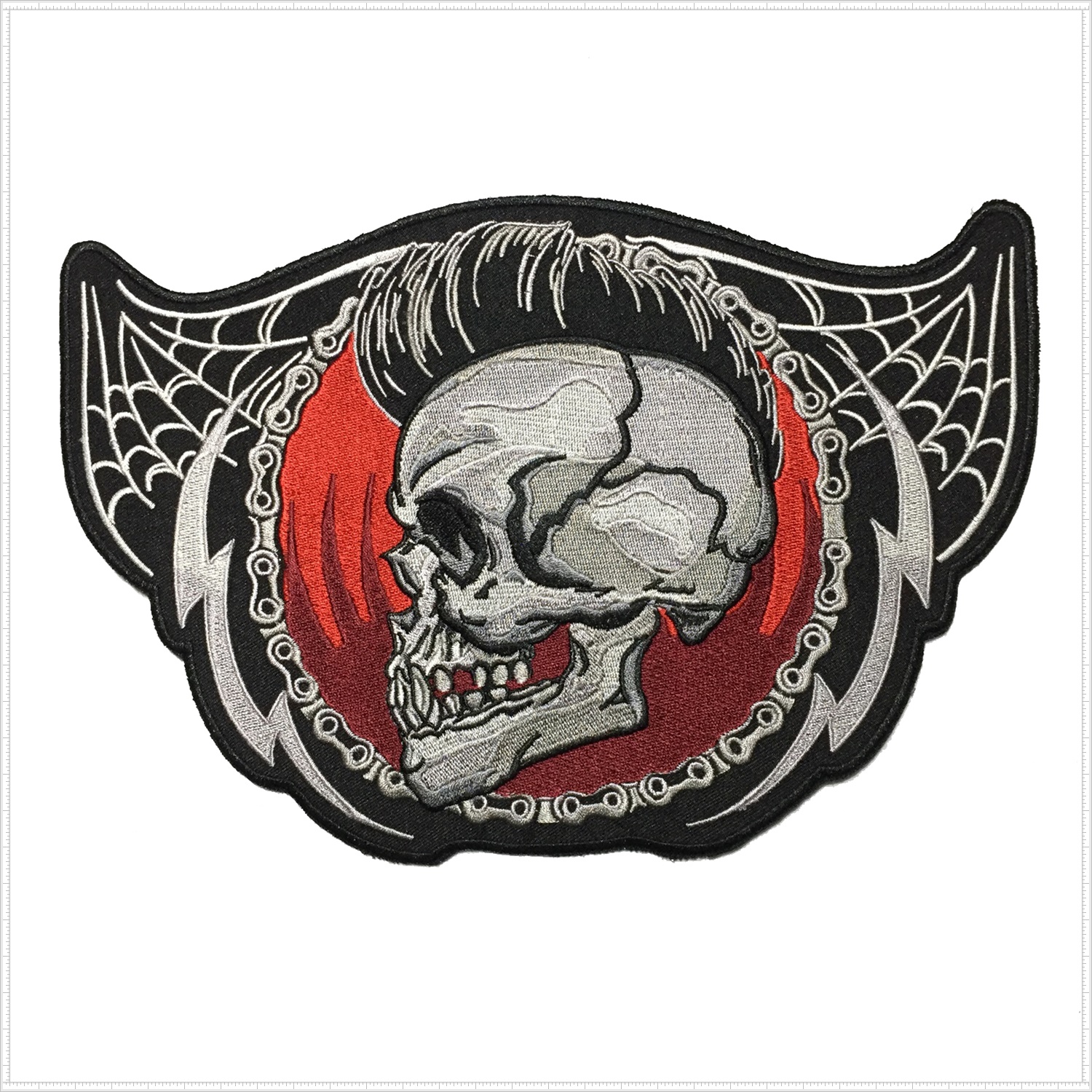 กะโหลก พังค์ โมฮ็อค มอเตอร์ไซด์ ชอปเปอร์ ตัวรีดติดเสื้อ อาร์มรีด อาร์มปัก ตกแต่งเสื้อผ้า หมวก กระเป๋า แจ๊คเก็ตยีนส์ Embroidered Iron on Patch ไซส์ใหญ่