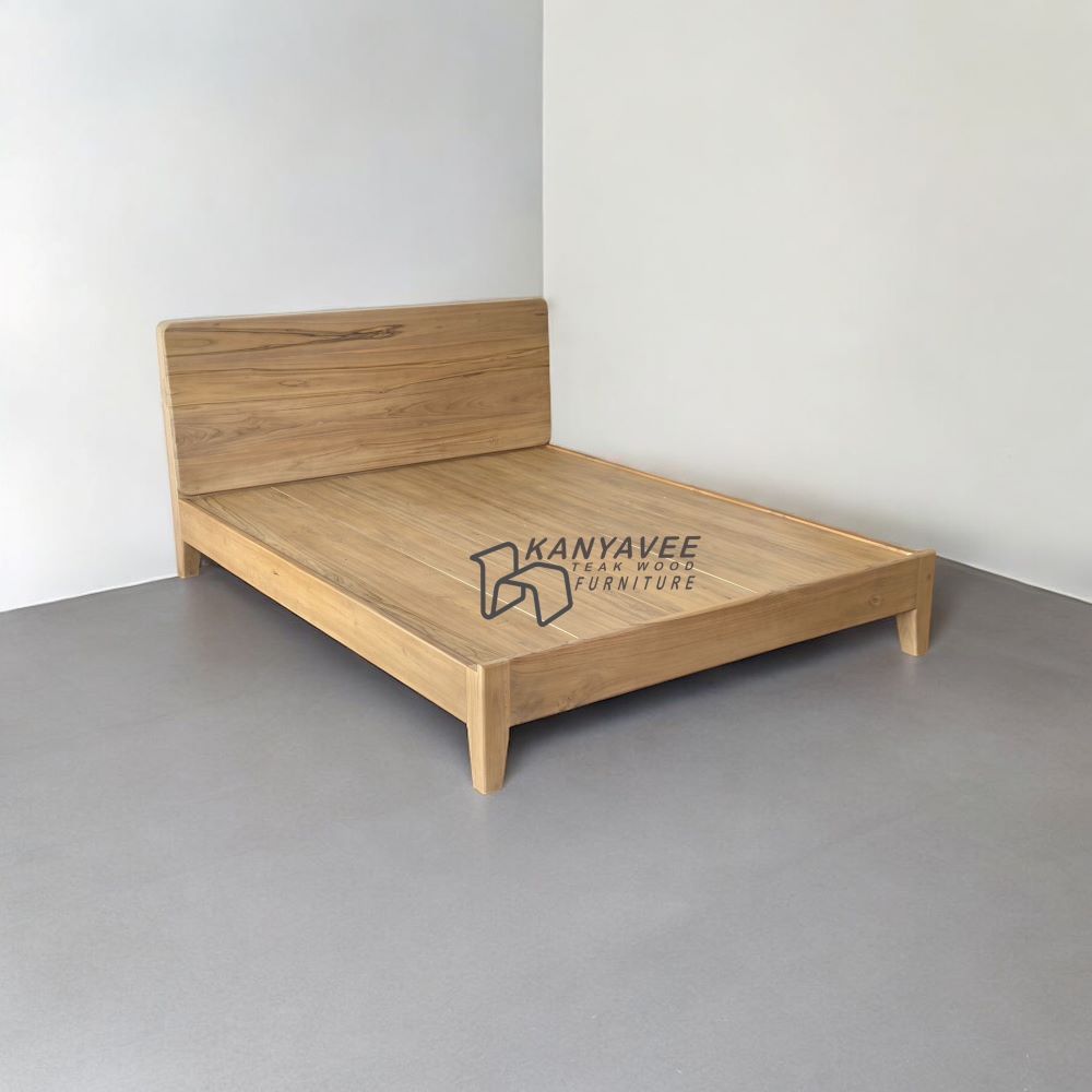เตียงไม้สักมินิมอล 5 ฟุต