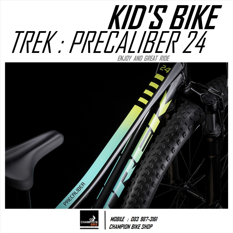 จักรยานเด็กวงล้อ 24 นิ้ว TREK : PRECALIBER 24 KID'S BIKE สีดำ-เขียวนีออนเฟดเขียวมินต์