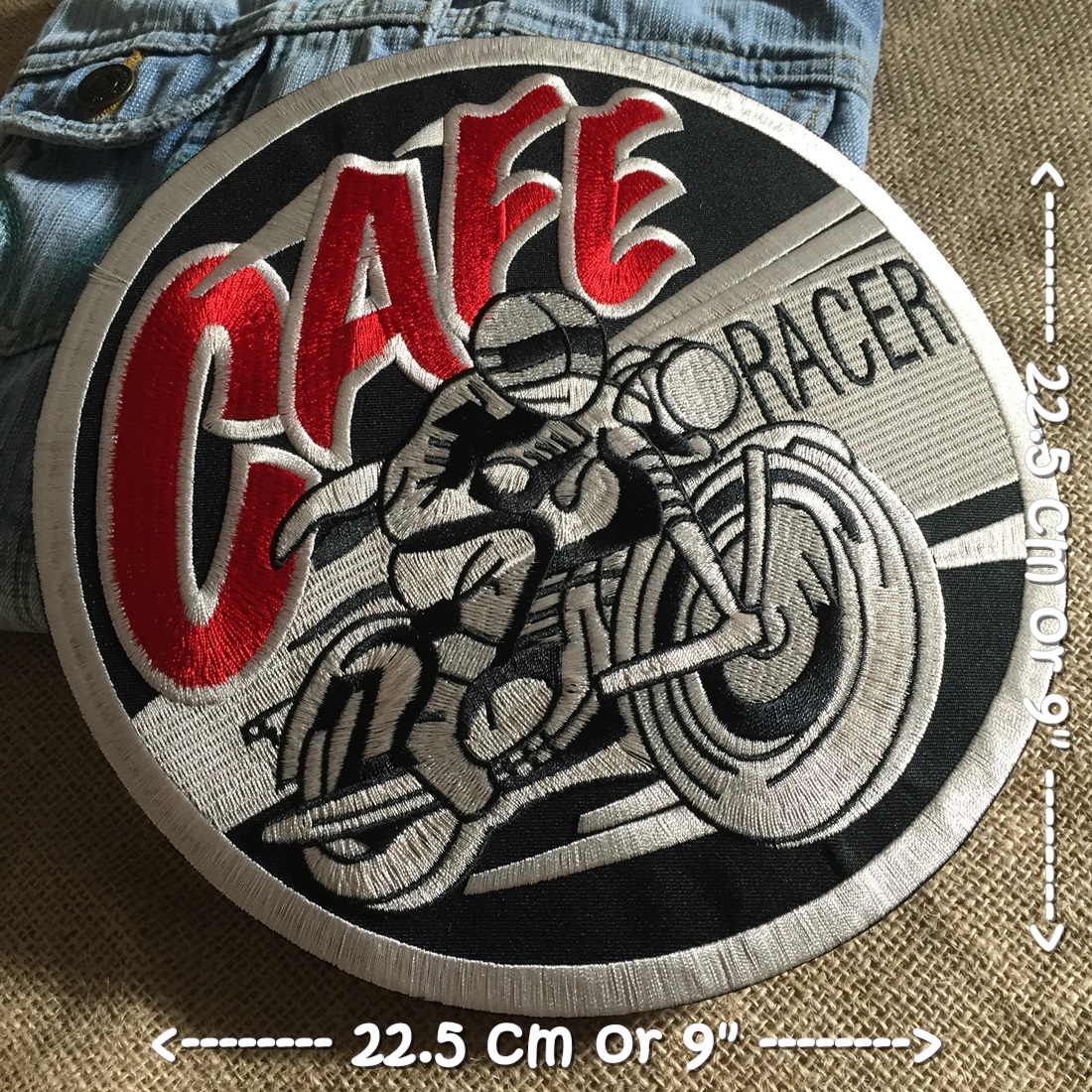 Cafe Racer นักแข่งรถ ตัวรีดติดเสื้อ อาร์มรีด อาร์มปัก ตกแต่งเสื้อผ้า หมวก กระเป๋า แจ๊คเก็ตยีนส์ Embroidered Iron on Patch ขนาดใหญ่