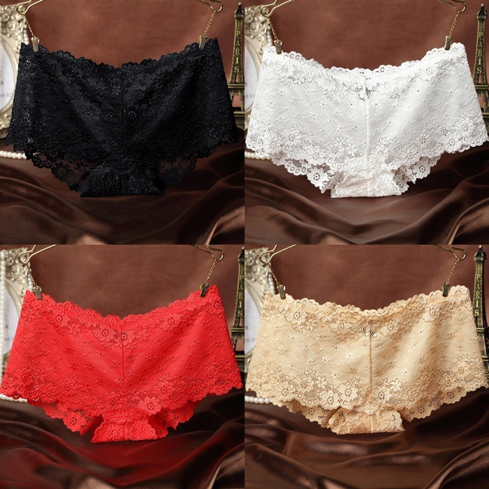 NA074-B กางเกงในลูกไม้เซ็กซี่ กางเกงในผ้าลูกไม้เนื้อนิ่มๆลายสวยๆให้ความรู้สึกที่เรียบหรู กางเกงในลูกไม้เต็มตัวทรงตรงแบบบ็อกเซอร์ตามรูปเลยค่ะ