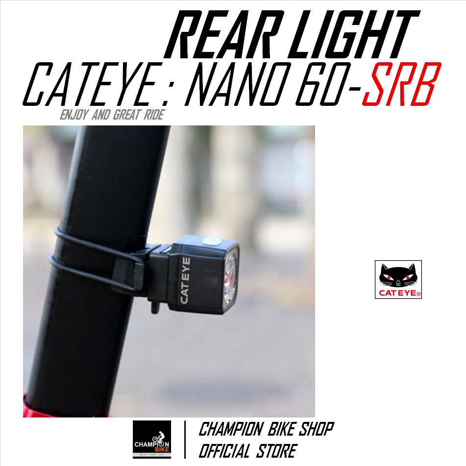 ไฟท้ายจักรยานติดใต้เบาะ ชาร์ทUSB-C CATEYE : NANO 60 - BIKE REAR LIGHT USB-C CHARGE FIT ON SADDLE RAIL BRACKET