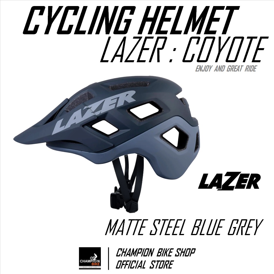 หมวกจักรยาน LAZER : COYOTE MTB BIKE HELMET สีน้ำเงินเข้มด้าน-เทาด้าน