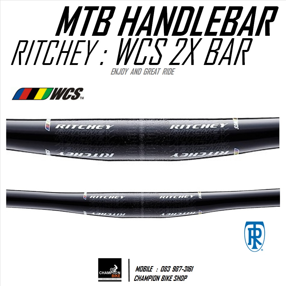 แฮนด์ตรงเสือภูเขา RITCHEY : WCS 2X BAR FLAT HANDLEBAR สีดำ 31.8 / กว้าง 720mm. / +/-5mm