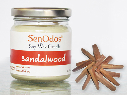 SenOdos เทียนหอม อโรม่า เทียนหอมสปา Sandalwood Scented Soy Candle Aroma 190 g. (กลิ่นไม้หอมแก่นจันทร์)