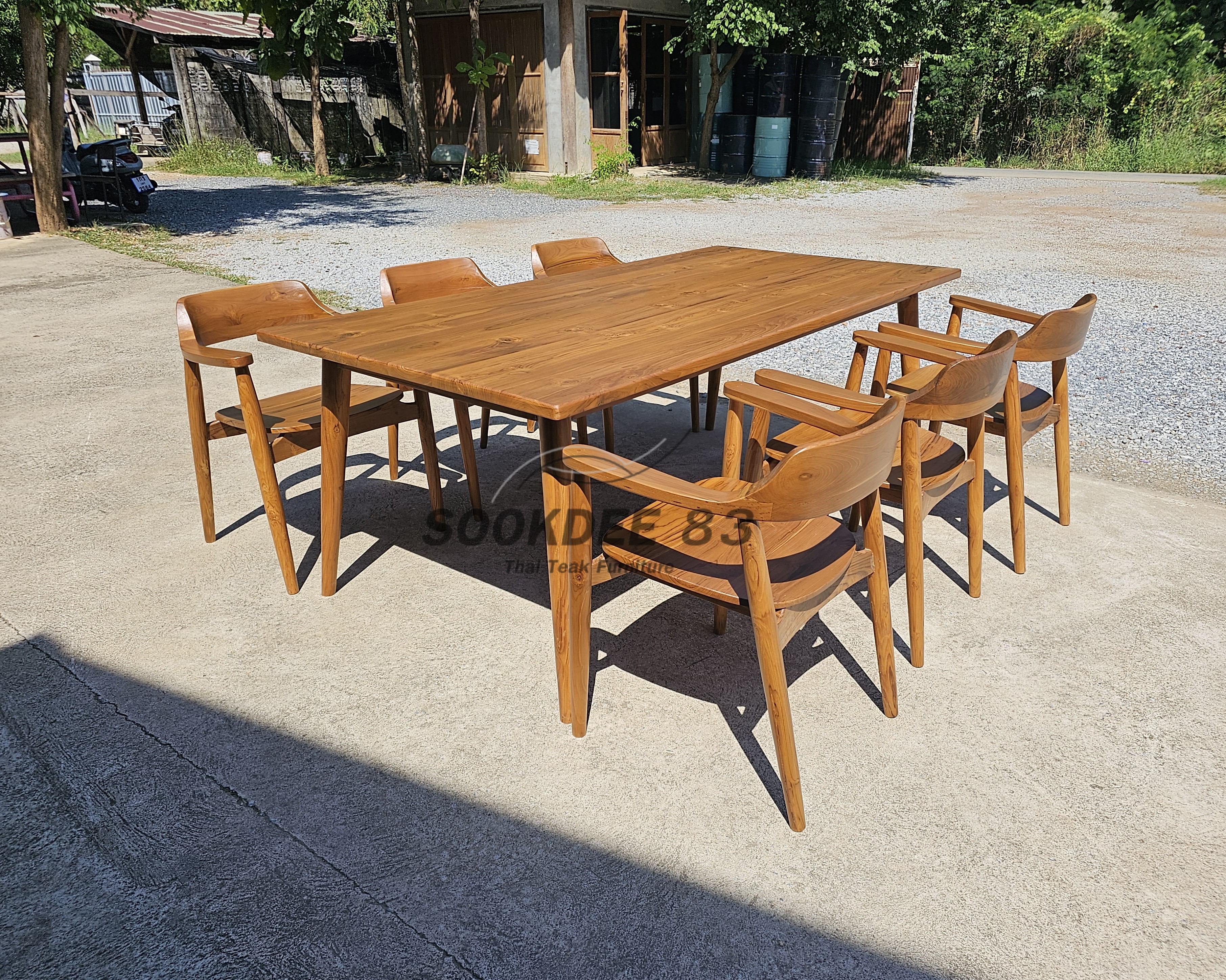 ชุดโต๊ะกินข้าวขาเฉียงมินิมอล 2 ม. เก้าอี้ฮิโรชิมา