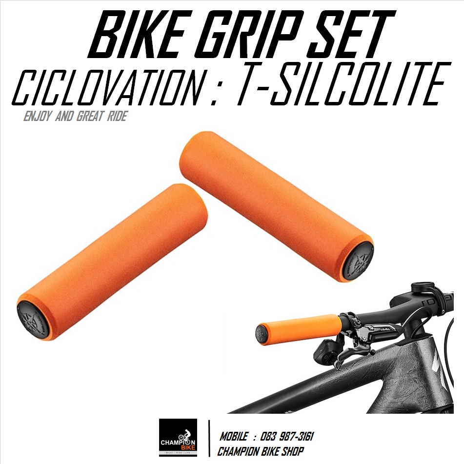 ปลอกแฮนด์ซิลิโคน เกรดคุณภาพ CICLOVATION : TRAIL SILCOLITE BIKE GRIP สีส้ม