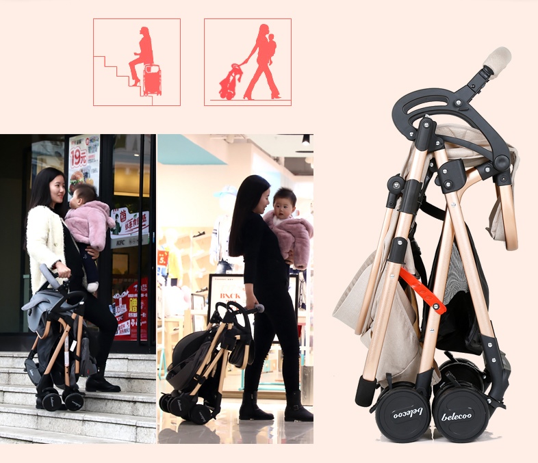 รถเข็นเด็ก Belecoo High Stand Premium gold matelic สีแดง CS10131