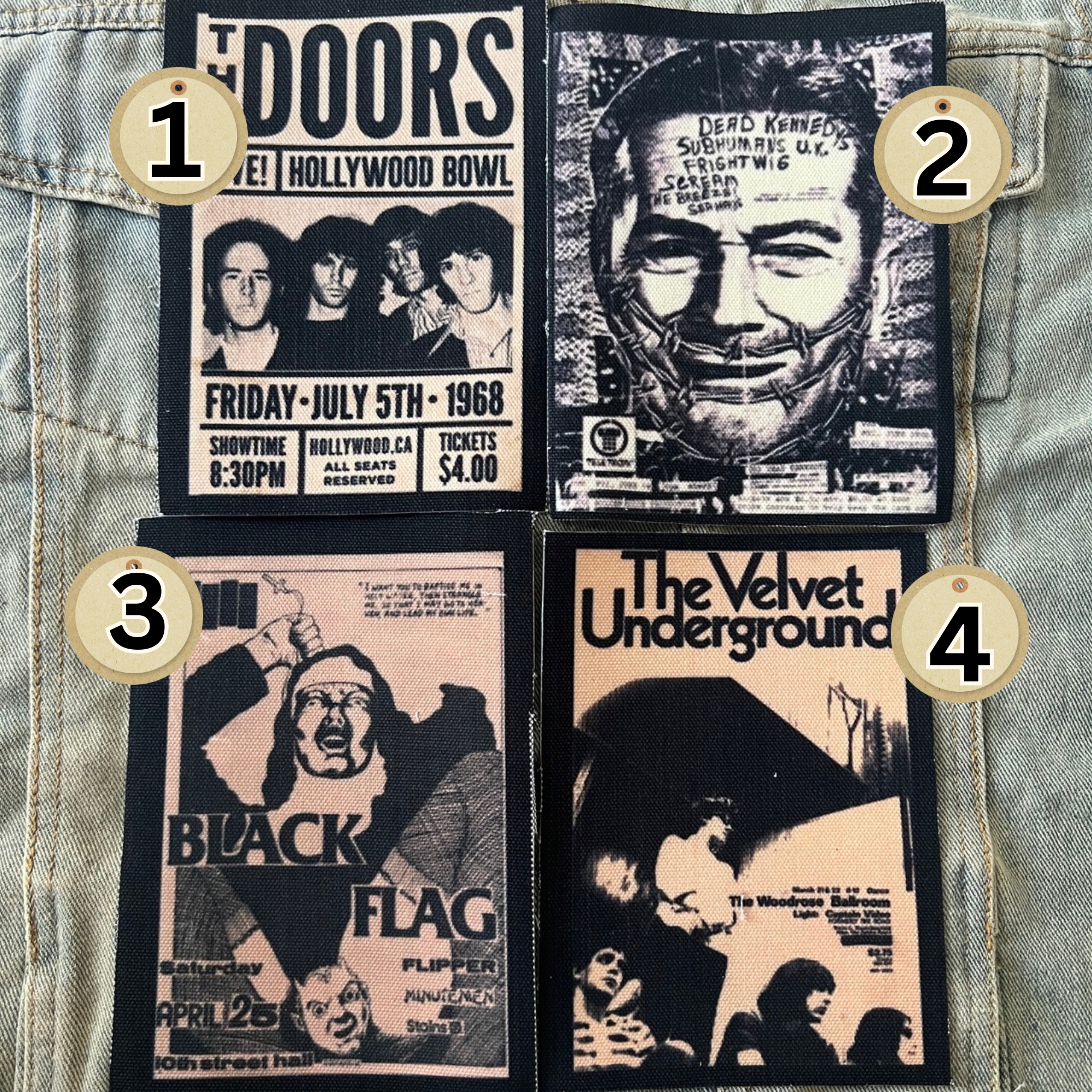 ตัวรีดติดเสื้อ วงดนตรี ร็อค วินเทจ พังค์ ผ้าแคนวาสพิมพ์ลาย ตกแต่งเสื้อผ้า Canvas Iron on Patch