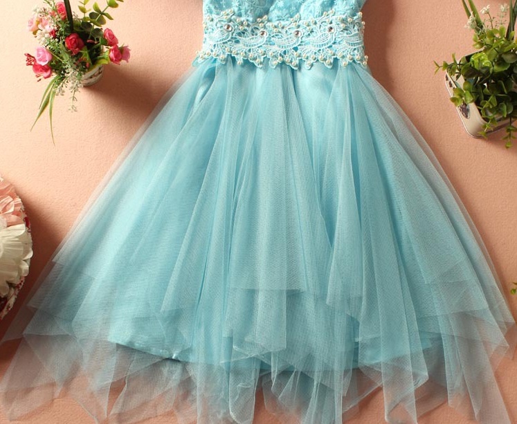 ชุดเดรสออกงานสีฟ้า ส่งฟรี ems