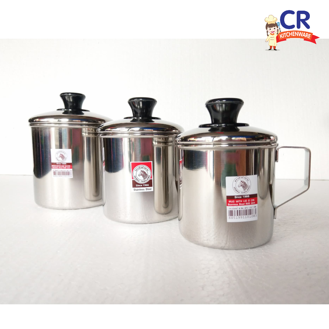 Zebra กระป๋องน้ำสเตนเลส มีฝา ตราหัวม้าลาย (ราคาต่อชิ้น)