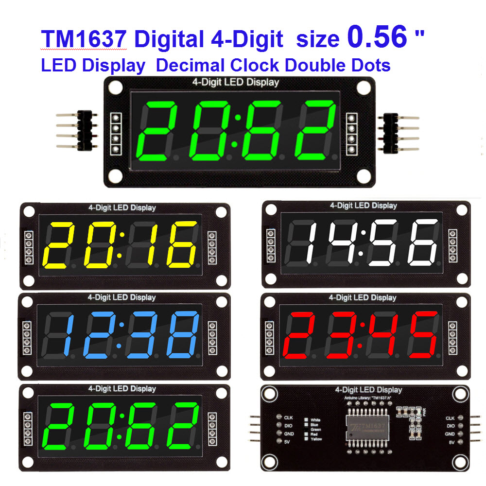 TM1637 4-Digit LED 0.56" Clock Double Dots Module