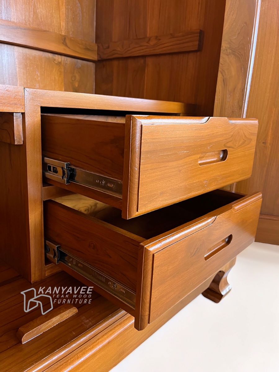 ตู้เสื้อผ้าไม้สักขาสิงห์