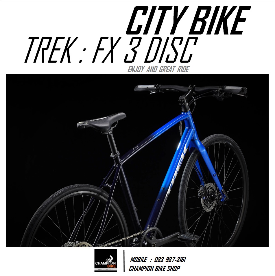 จักรยานซิตี้ไบค์ TREK : FX 3 DISC CITY BIKE - 2022 สีน้ำเงินเฟดดำ