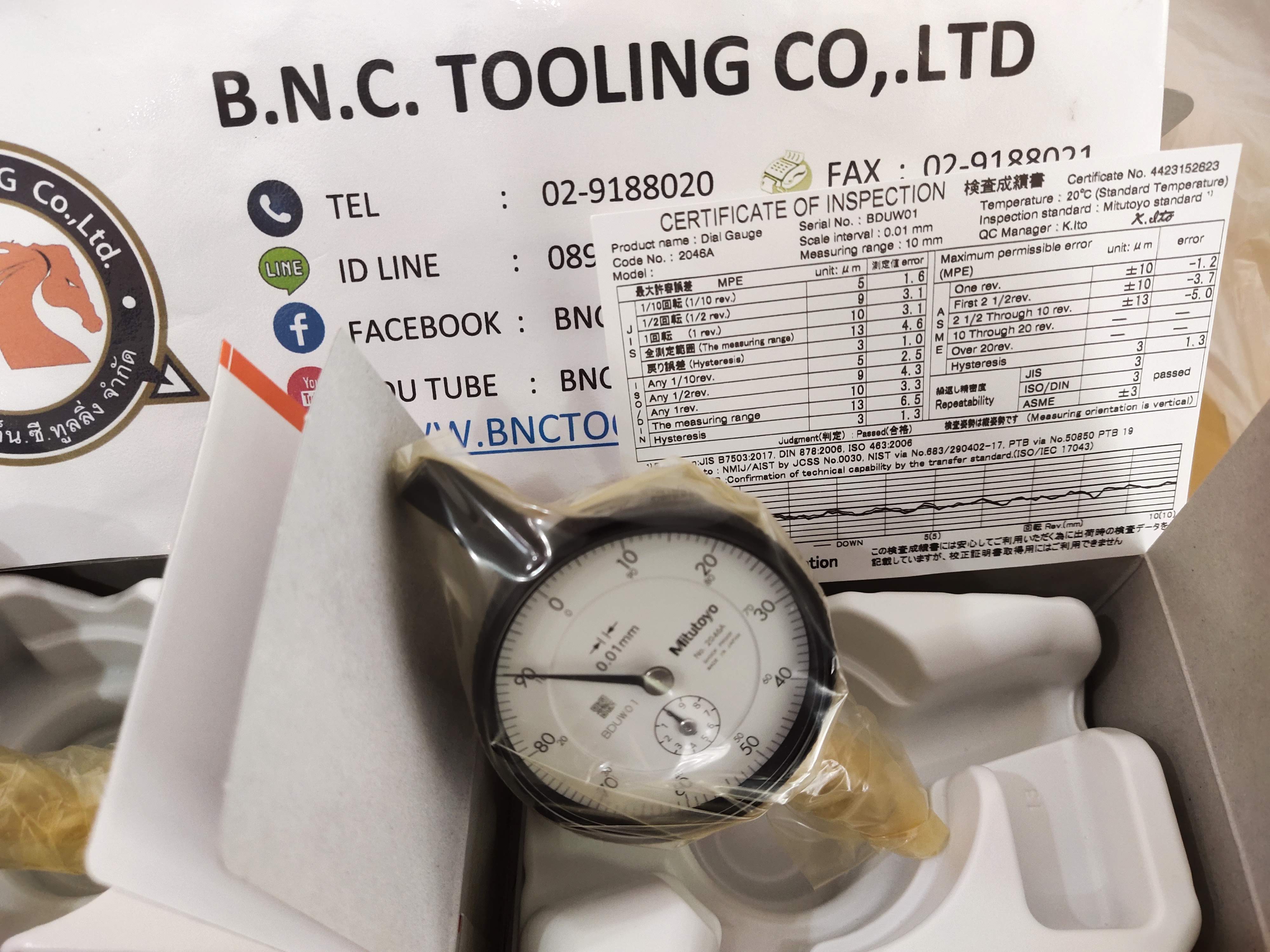 Dial Gauge ไดอัลเกจ Mitutoyo รุ่น 2046A Mitutoyo ไดอัลเกจ ขนาด 0-10มิล ความละเอียด 0.01มิล รุ่น 2046A - Dial gauge Range 0-10mm. Graduation 0.01mm. No. 2046A