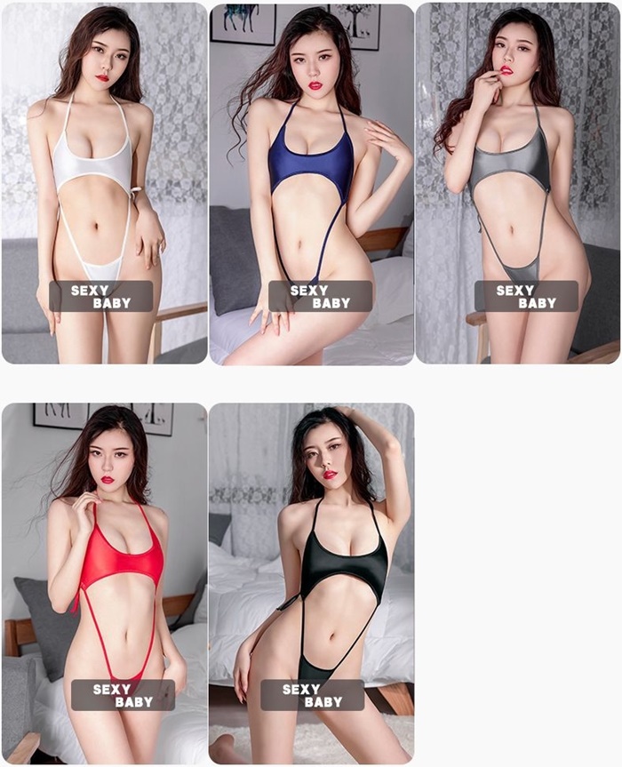 L906 ชุดว่ายน้ำเซ็กซี่ ชุดบีกีนี่อีโรติกเป็นผ้ายืดเนื้อมันวาวสวมใส่แบบรั้งสายขึ้นผูกคล้องคอ แล้วนำสายด้านข้างร้อยใส่ห่วงปลายจีสตริงด้านหลังผูกเป็นโบว์ตามรูปถ่ายสินค้าจริงเลยค่ะ