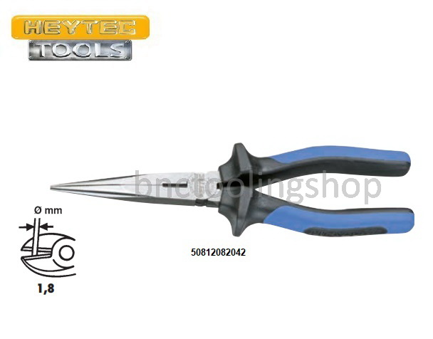 คีมปากแหลม ยาว 200มิล,Snipe nose Plier, Straight Length 200mm,HEYTEC,50812082042