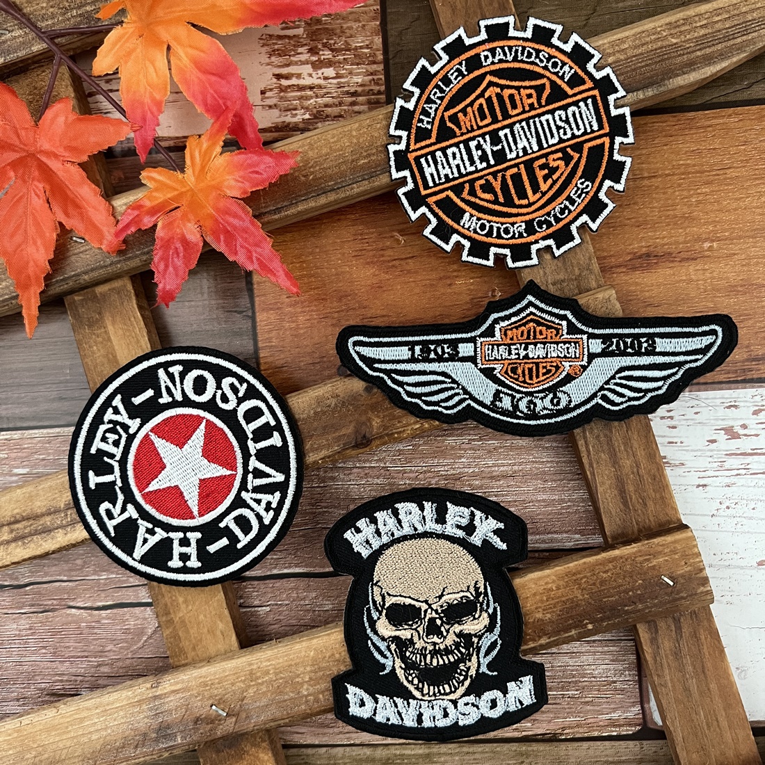 Harley ตัวรีดติดเสื้อ อาร์มรีด อาร์มปัก ตกแต่งเสื้อผ้า หมวก กระเป๋า แจ๊คเก็ตยีนส์ Racing Embroidered Iron on Patch
