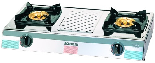 เตาแก๊สตั้งโต๊ะ 2 หัวเตา สแตนเลสทั้งตัว หัวเตาทองเหลือง Rinnai รุ่น RY-9002SSC