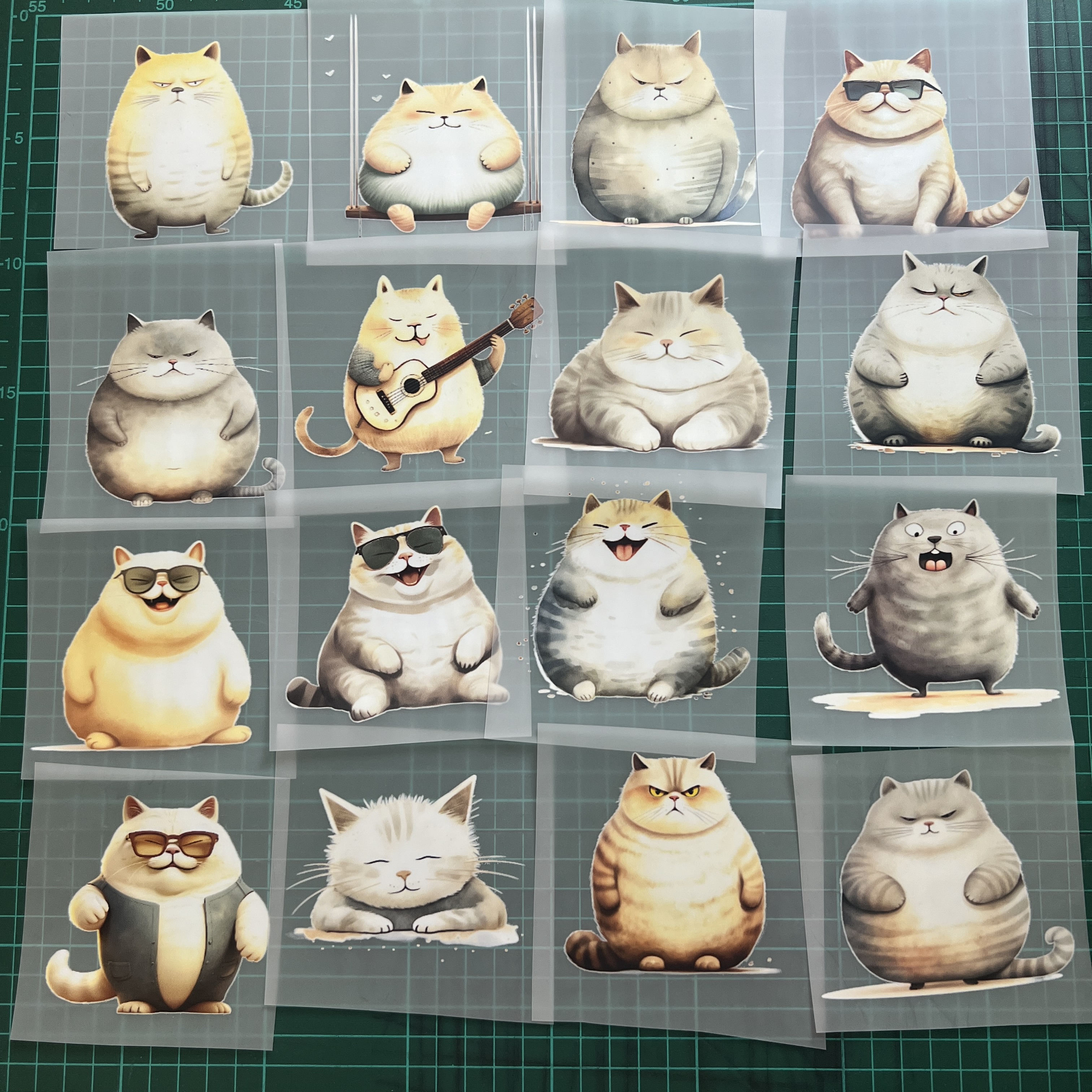 ตัวรีดติดเสื้อ แมวอ้วน การ์ตูน ฟิลม์รีดร้อน พิมพ์ลาย สติกเกอร์รีดติดเสื้อ สกรีนลาย ฟิลม์ DFT DTF