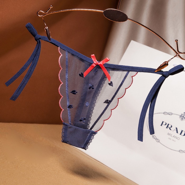 NA011 กางเกงในซีทรูแบบผูกข้าง กางเกงในผ้าซีทรูปักลายดอกไพ่มาในแบบผูกข้าง2ฝั่งตามรูปถ่ายเลยค่ะ