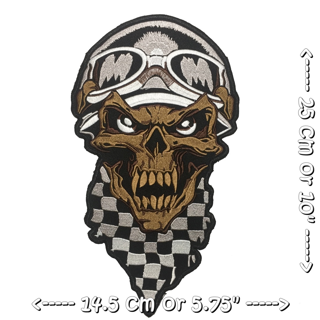 หัวกะโหลก นักซิ่ง รถแข่ง ตัวรีดติดเสื้อ อาร์มรีด อาร์มปัก ตกแต่งเสื้อผ้า หมวก กระเป๋า แจ๊คเก็ตยีนส์ Embroidered Iron on Patch ไซส์ใหญ่