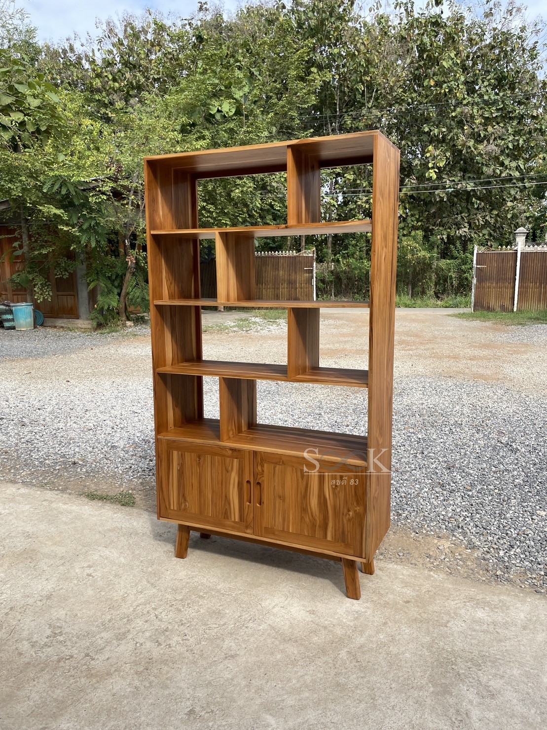 ชั้นวางของผสมบานเปิด (สีสัก)