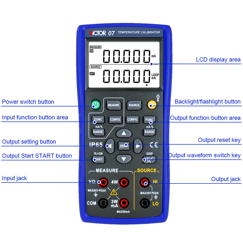 VICTOR 07, Temperature Calibrator Multi-function process calibrator thermocouple calibrator,