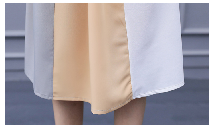 ชุดเดรสใส่ทำงาน ผ้าโพลีเอสเตอร์ผสมสีเทาแขนยาว ส่งฟรี ems