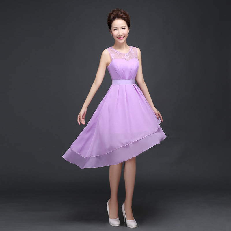 ชุดเดรสออกงานสีม่วง ส่งฟรี ems