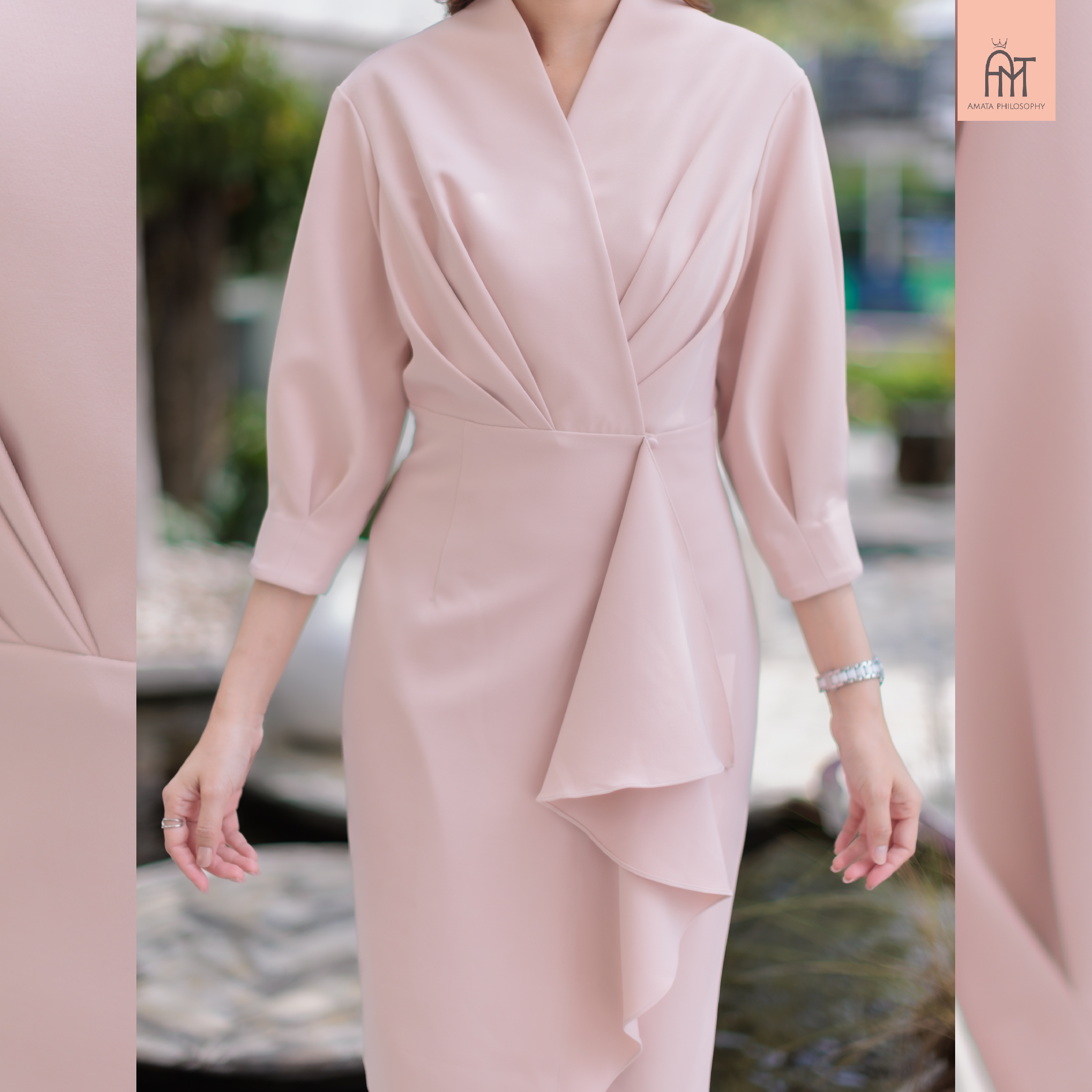 AMATA เดรส Ms. Holmes ชมพู