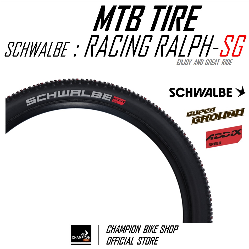 ยางเสือภูเขา29 ยางอีไบค์29 SCHWALBE : RACING RALPH-SUPER GROUND TLE 29x2.10 / 29x2.25 TUBELESS MTB TIRE / E-BIKE TIRE ขอบพับ