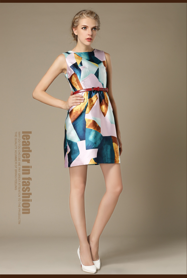 ชุดเดรสสั้น แขนกุดผ้าซาติน ทอลายตามแบบ ส่งฟรี ems