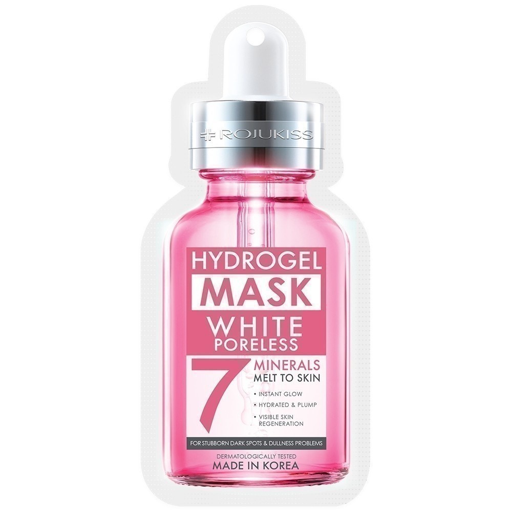 Rojukiss White Poreless Hydrogel Mineral Mask 25 ml. โรจูคิส ไวท์ พอร์เลส ไฮโดรเจล มิเนอรัล มาส์ก7 25 มล. สำหรับผิวหมองคล้ำ จุดด่างดำแก้ยาก 1 ซอง