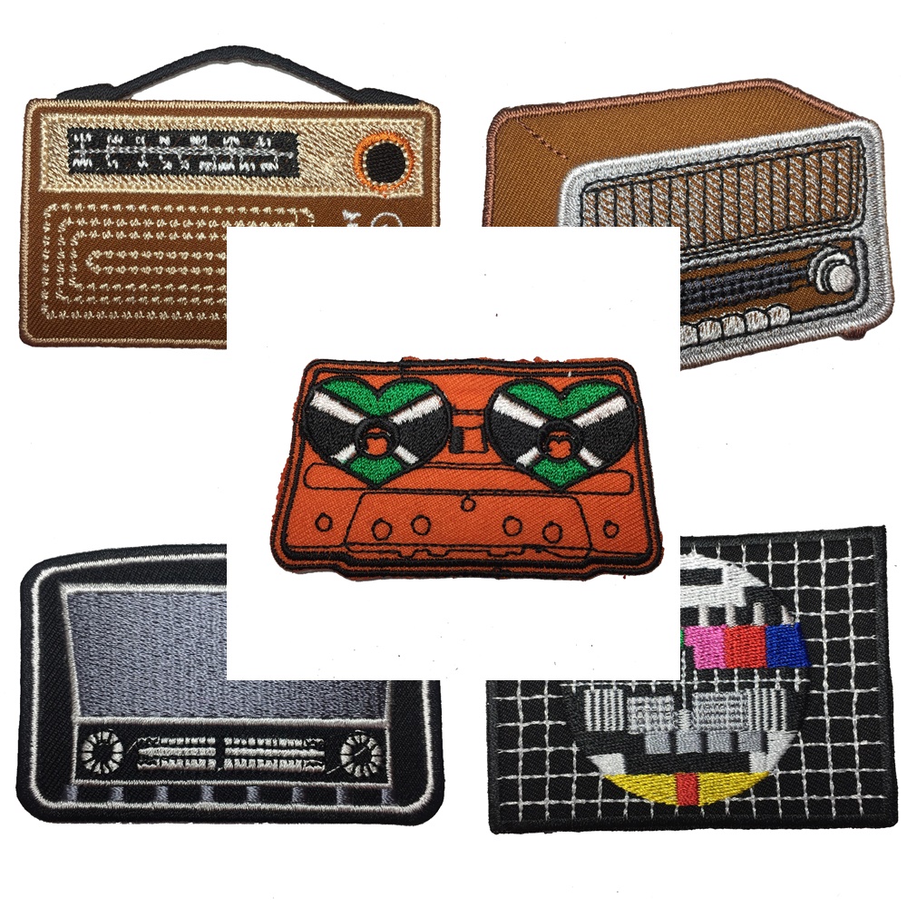 วิทยุ ทีวี เทป แนววินเทจ ตัวรีดติดเสื้อ อาร์มรีด อาร์มปัก ตกแต่งเสื้อผ้า หมวก กระเป๋า แจ๊คเก็ตยีนส์ Hipster Embroidered Iron on Patch