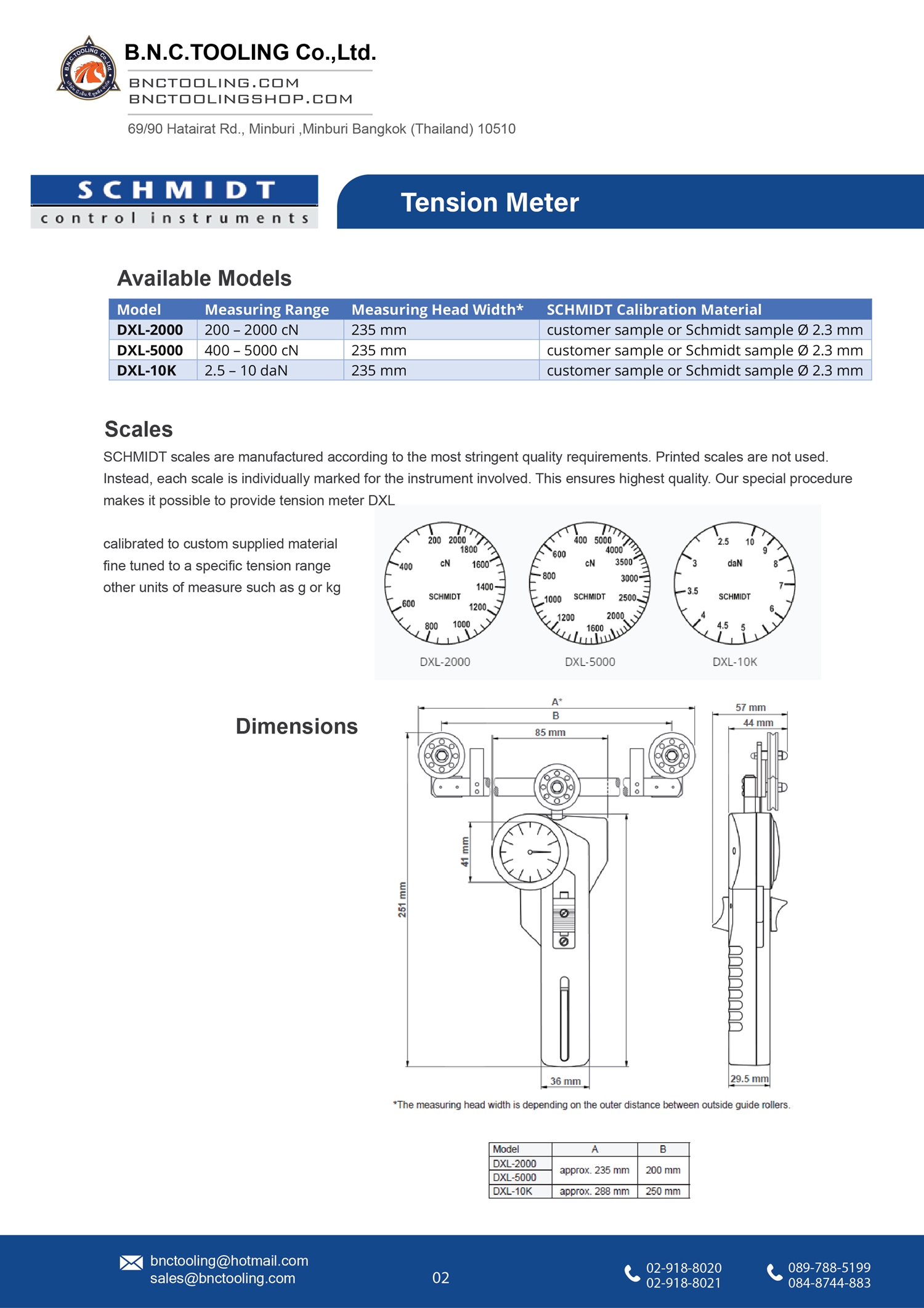 SCHMIDT,3 Tension ranges available from 200 - 2000 cN up to 2.5 - 10 daN,DXL