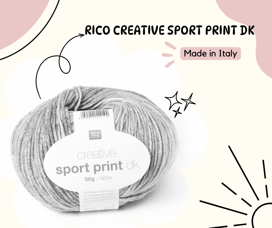 RICO CREATIVE SPORT PRINT DK ไหมสีเหลือบ 50g Made in Italy 🇮🇹 (383184)