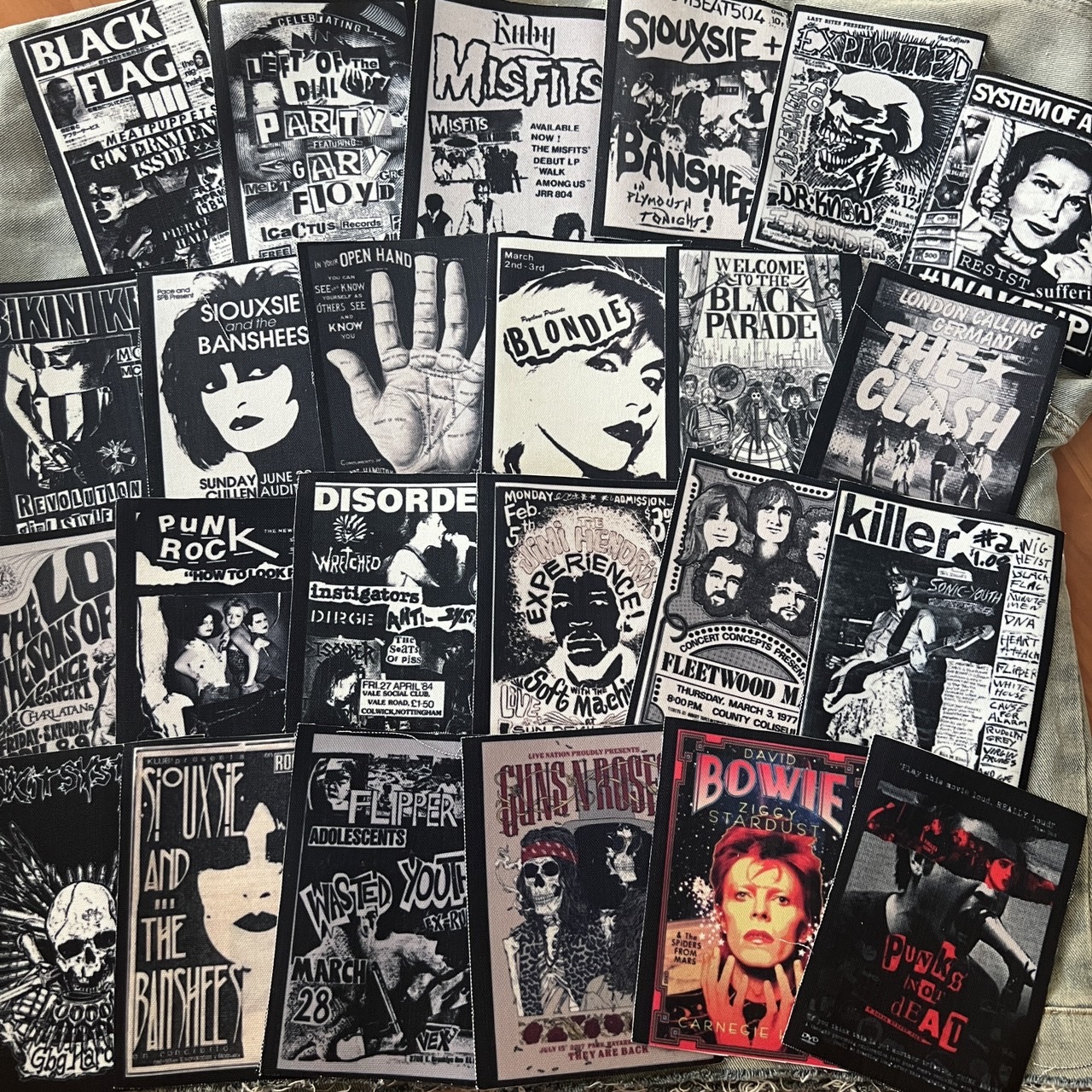 ตัวรีดติดเสื้อ วงดนตรี ร็อค วินเทจ พังค์ ผ้าแคนวาสพิมพ์ลาย ตกแต่งเสื้อผ้า Canvas Iron on Patch