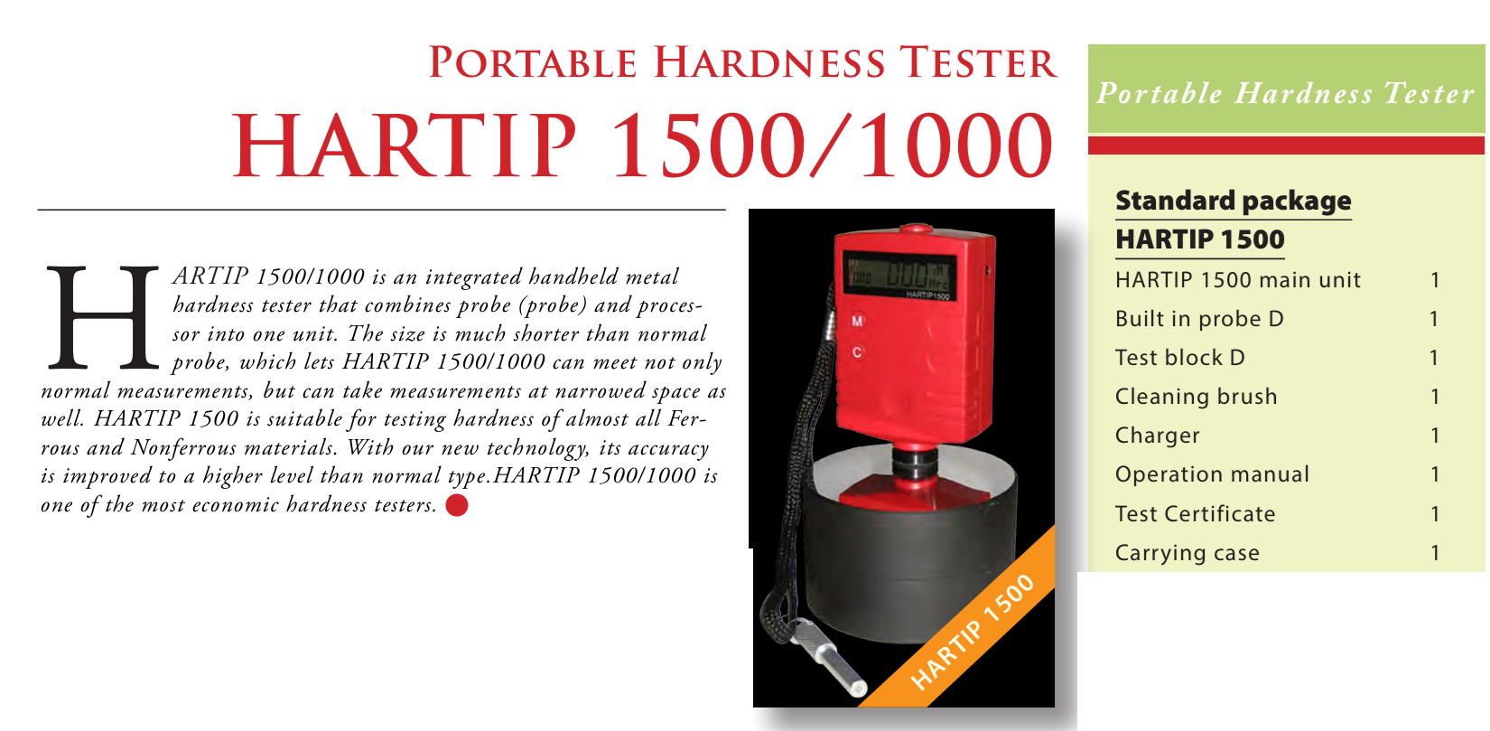 Portable Hardness Tester, Sino Age Development Technology (SADT), HARTIP1500 portable hardness tester,เครื่องวัดค่าความแข็ง,